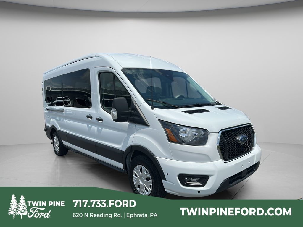 Oxford White 2024 Ford Transit Passenger 350 XLT Medium Roof LB RWD Van Rear-Wheel Drive Automatic