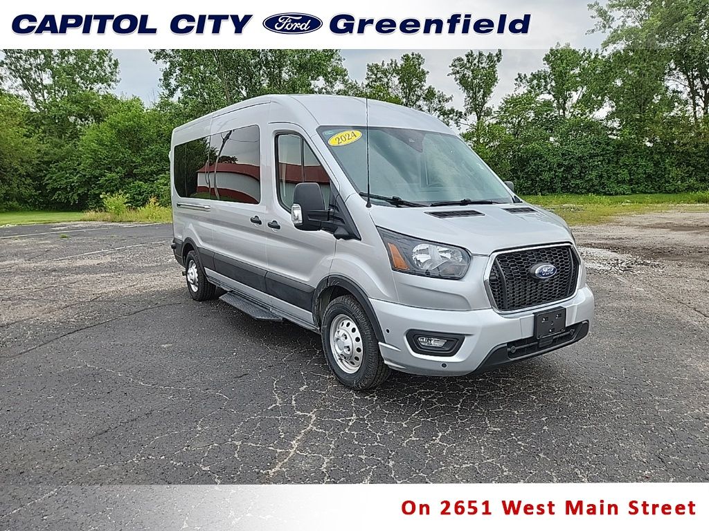 Ingot Silver 2024 Ford Transit Passenger 350 XLT Medium Roof LB AWD Van All-Wheel Drive