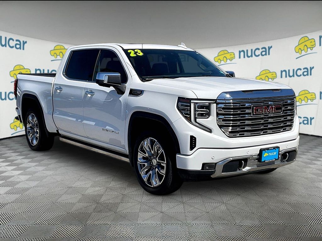 White 2023 GMC Sierra 1500 Denali Crew Cab 4WD Pickup Truck Four-Wheel Drive Automatic