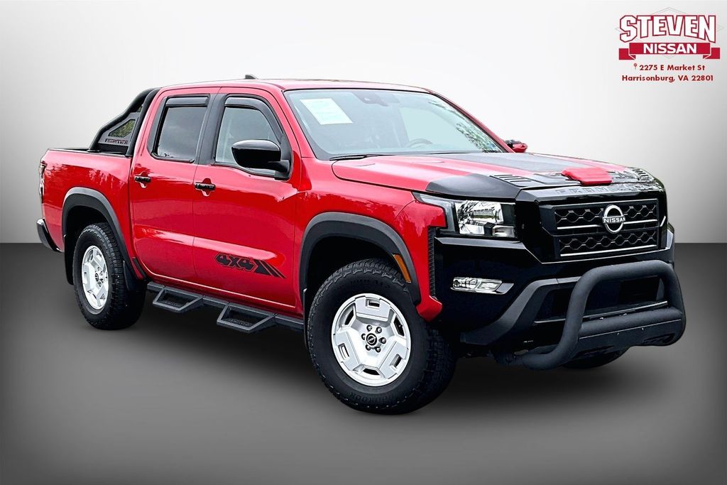 Red Alert 2024 Nissan Frontier SV Crew Cab 4WD Pickup Truck Four-Wheel Drive 9-Speed Automatic Overdrive