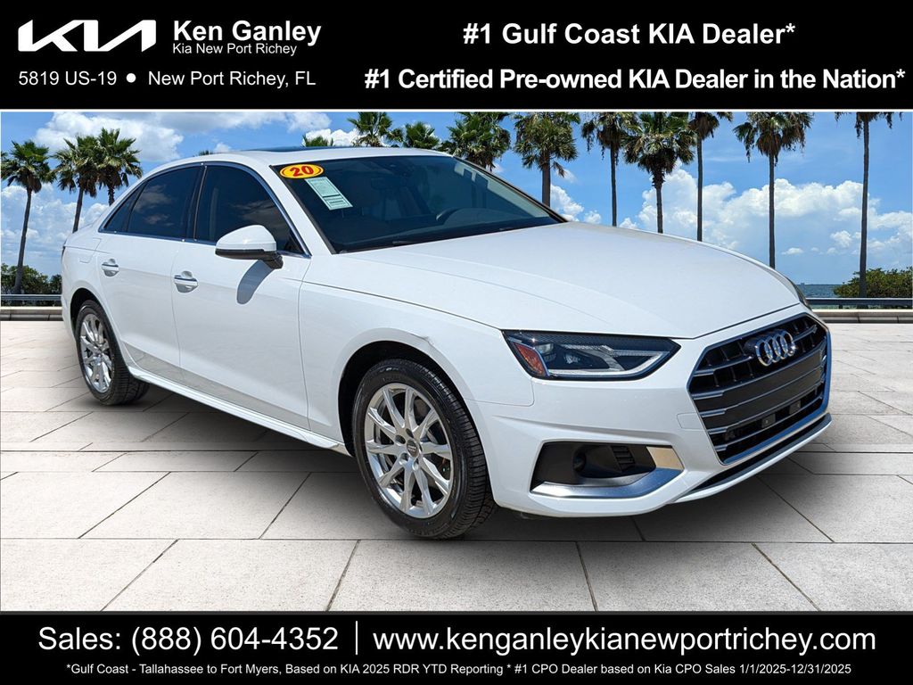 Glacier White 2020 Audi A4 Sedan Front-Wheel Drive 7-Speed Automatic