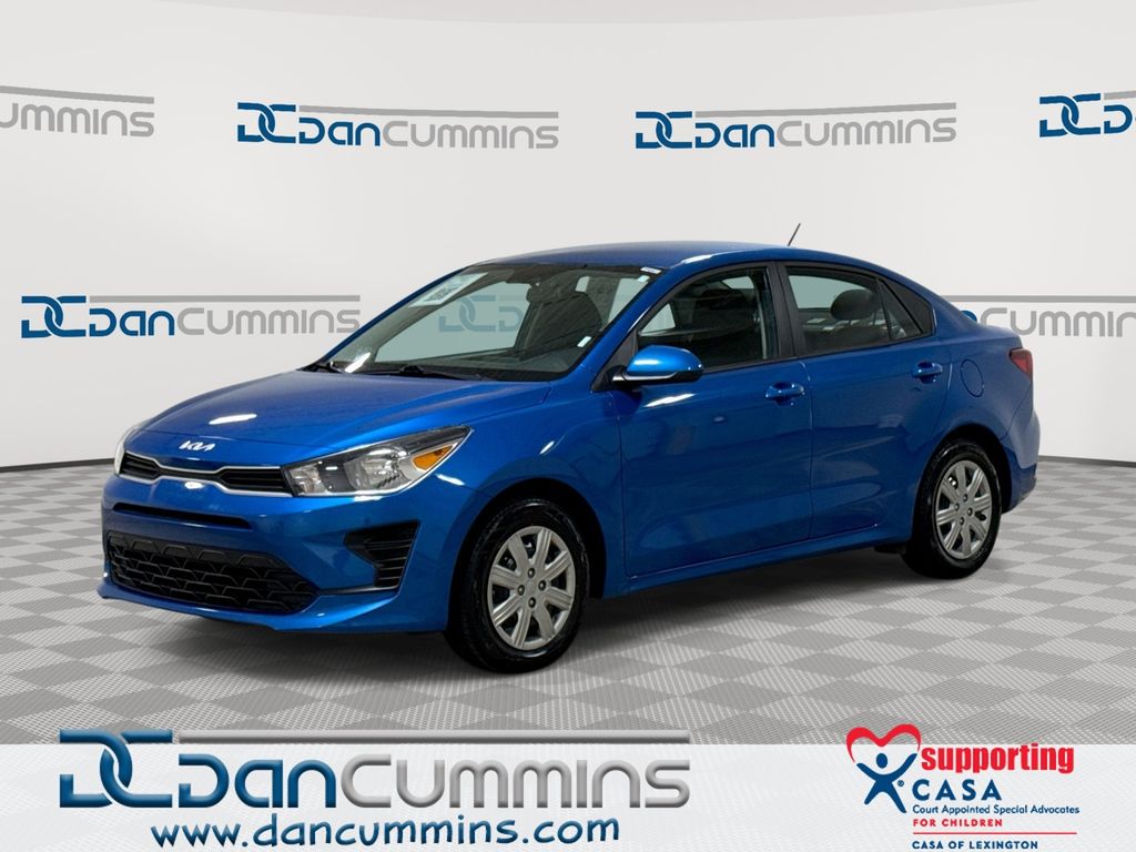 Sporty Blue 2023 Kia Rio S FWD Sedan Front-Wheel Drive Continuously Variable Transmission