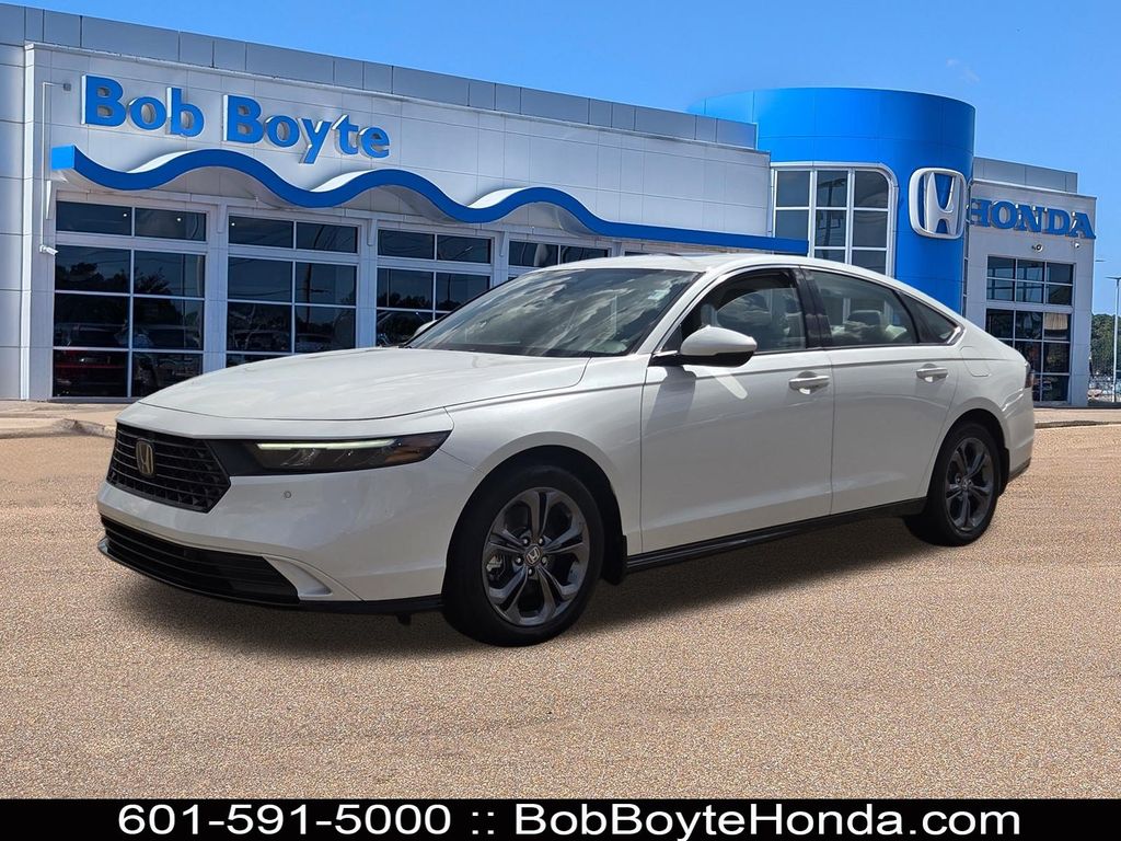 White 2024 Honda Accord Hybrid Sedan Front-Wheel Drive Continuously Variable Transmission