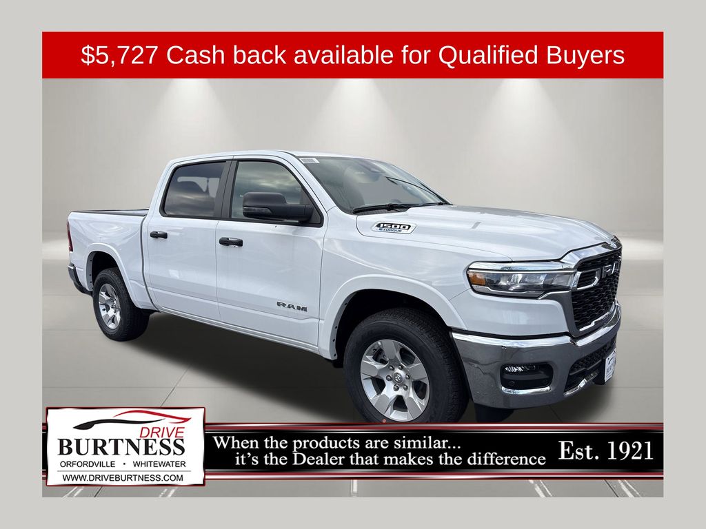 Bright White Clearcoat 2025 RAM 1500 Big Horn Crew Cab 4WD Pickup Truck Four-Wheel Drive 8-Speed Automatic