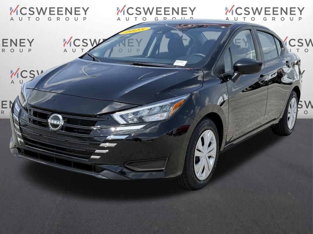 Super Black Metallic 2025 Nissan Versa S FWD Sedan Front-Wheel Drive Continuously Variable Transmission