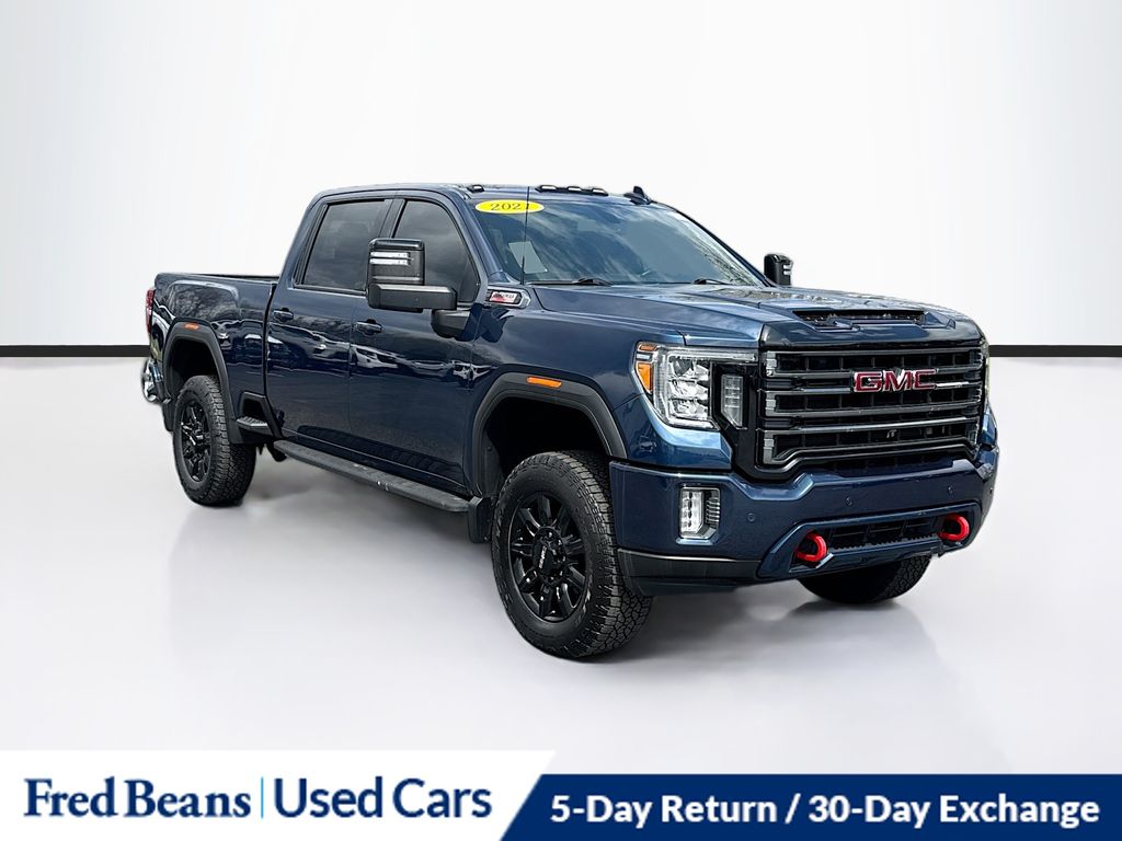 Pacific Blue Metallic 2021 GMC Sierra 2500HD AT4 Crew Cab 4WD Pickup Truck Four-Wheel Drive Automatic