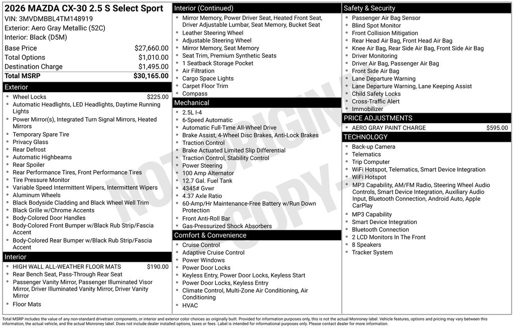 New 2026 Gray Mazda 2.5 S Select Sport image 2