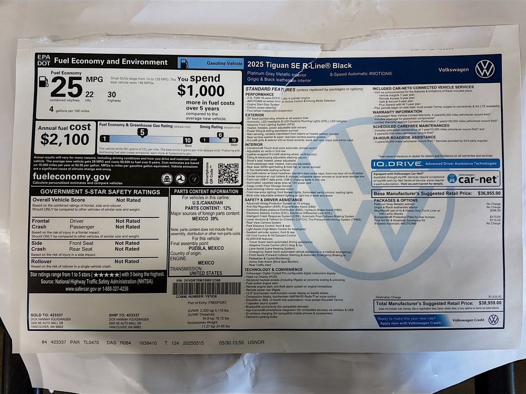 2025 Volkswagen Tiguan 2.0T SE R-Line Black
