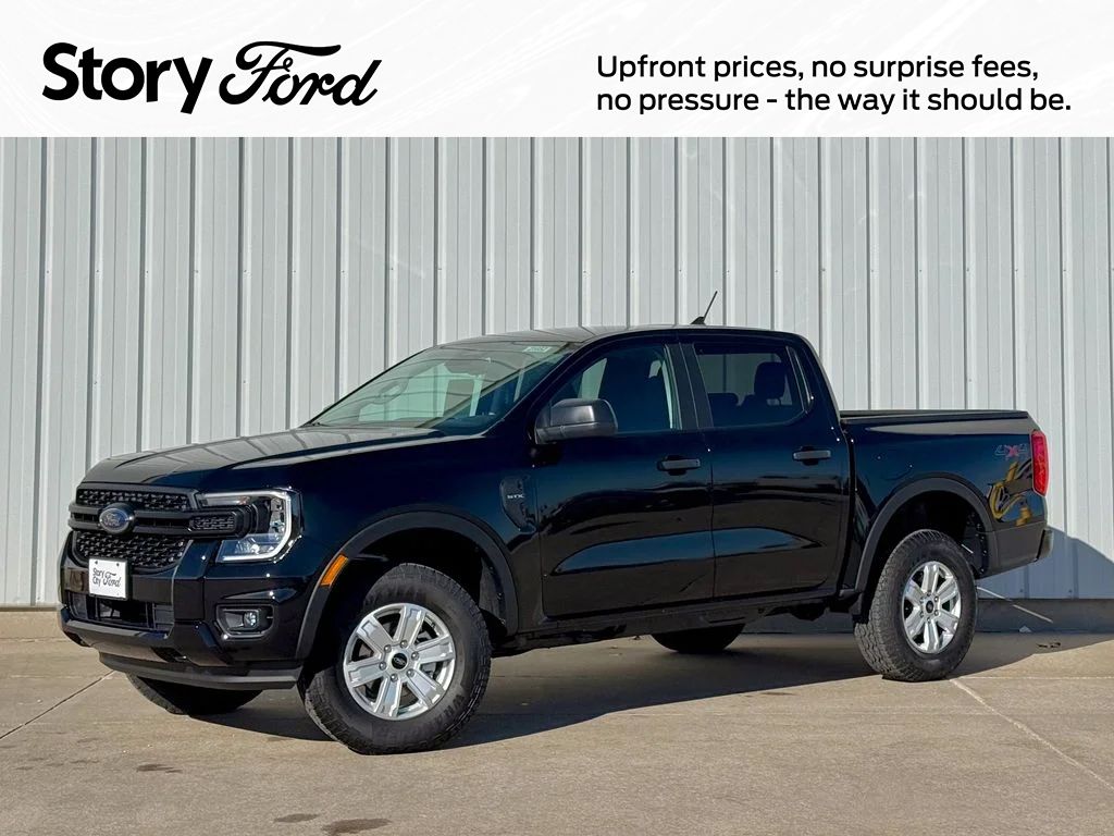 Shadow Black 2025 Ford Ranger XL SuperCrew 4WD Pickup Truck Four-Wheel Drive Automatic