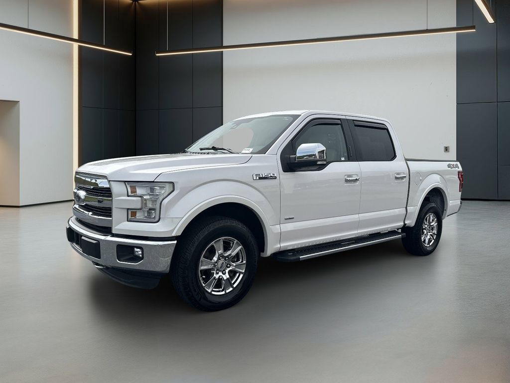 White Platinum Clearcoat Metallic 2015 Ford F-150 Lariat SuperCrew 4WD Pickup Truck Four-Wheel Drive 6-Speed Automatic