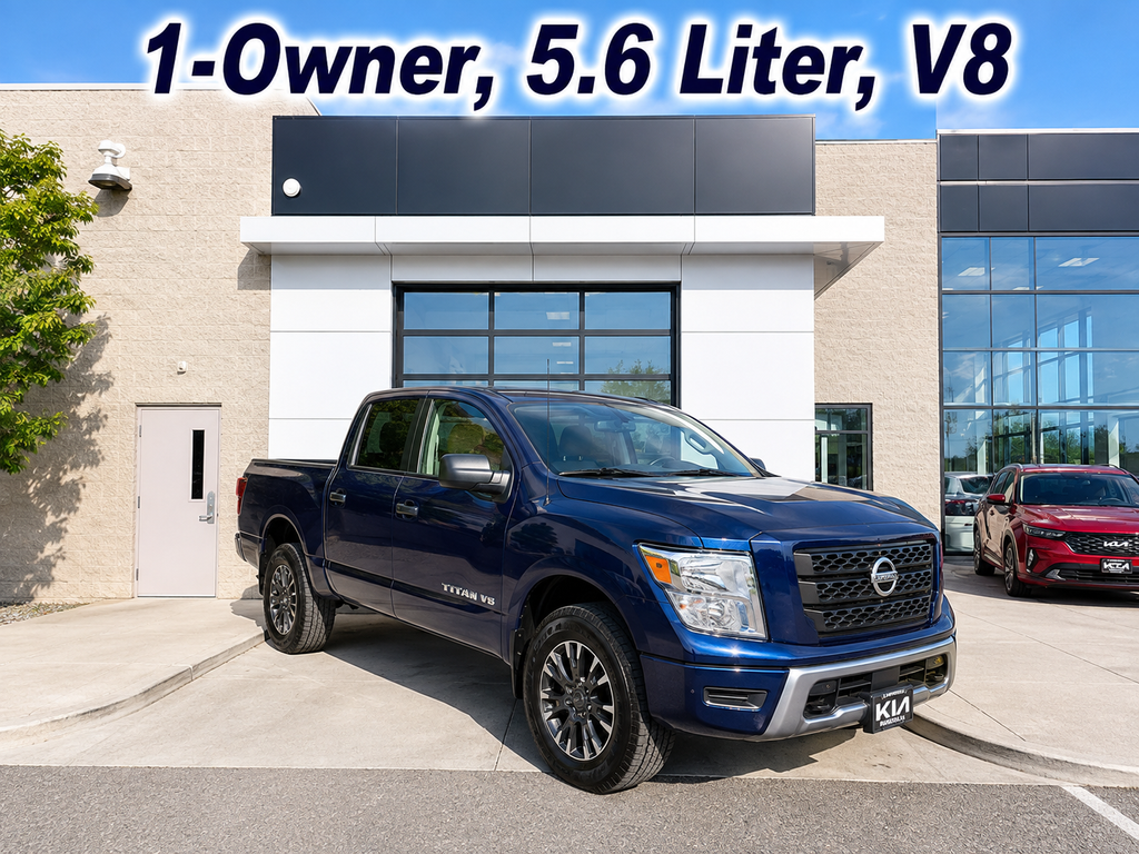 Deep Blue Pearl Metallic 2022 Nissan Titan Pickup Truck Four-Wheel Drive 9-Speed Automatic