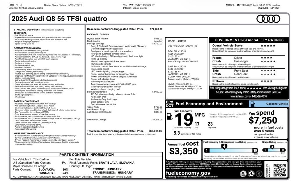 2025 Audi Q8 quattro Prestige 55 TFSI