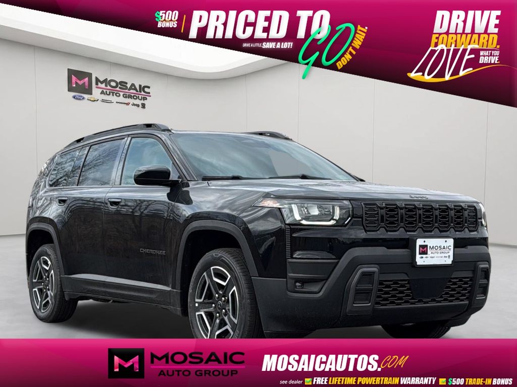 Diamond Black Crystal Pearlcoat 2026 Jeep Cherokee SUV / Crossover Four-Wheel Drive Continuously Variable Transmission