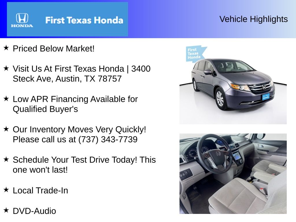 Used Car 2016 Honda Odyssey  Se For Sale Under $15,000 In Austin, Texas
