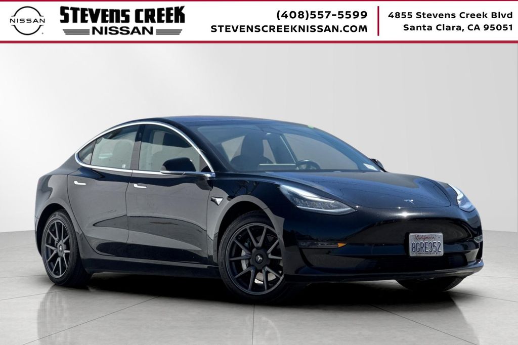 Solid Black 2018 Tesla Model 3 Long Range AWD Sedan All-Wheel Drive 1-Speed Automatic