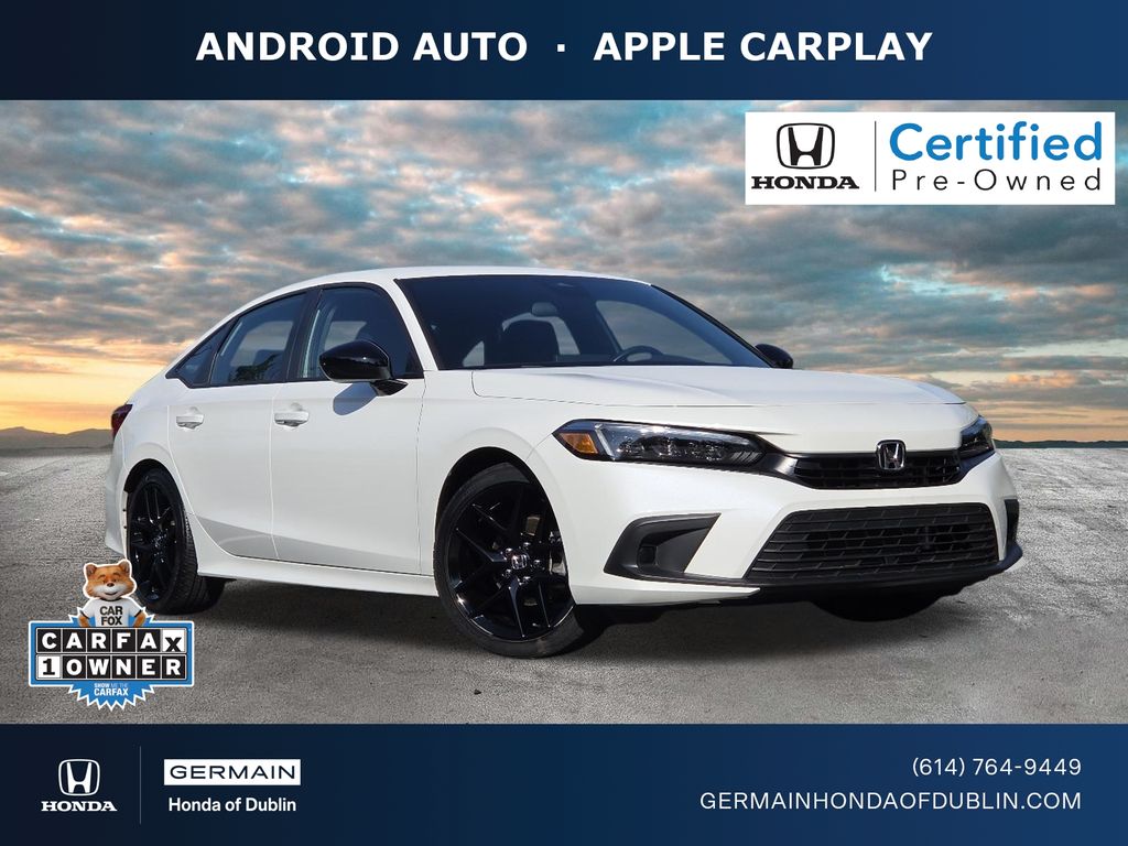 Platinum White Pearl 2024 Honda Civic Sedan Front-Wheel Drive Continuously Variable Transmission