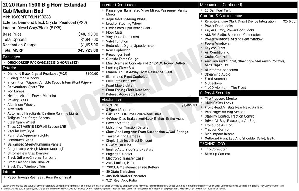 used 2020 Ram 1500 car, priced at $20,700