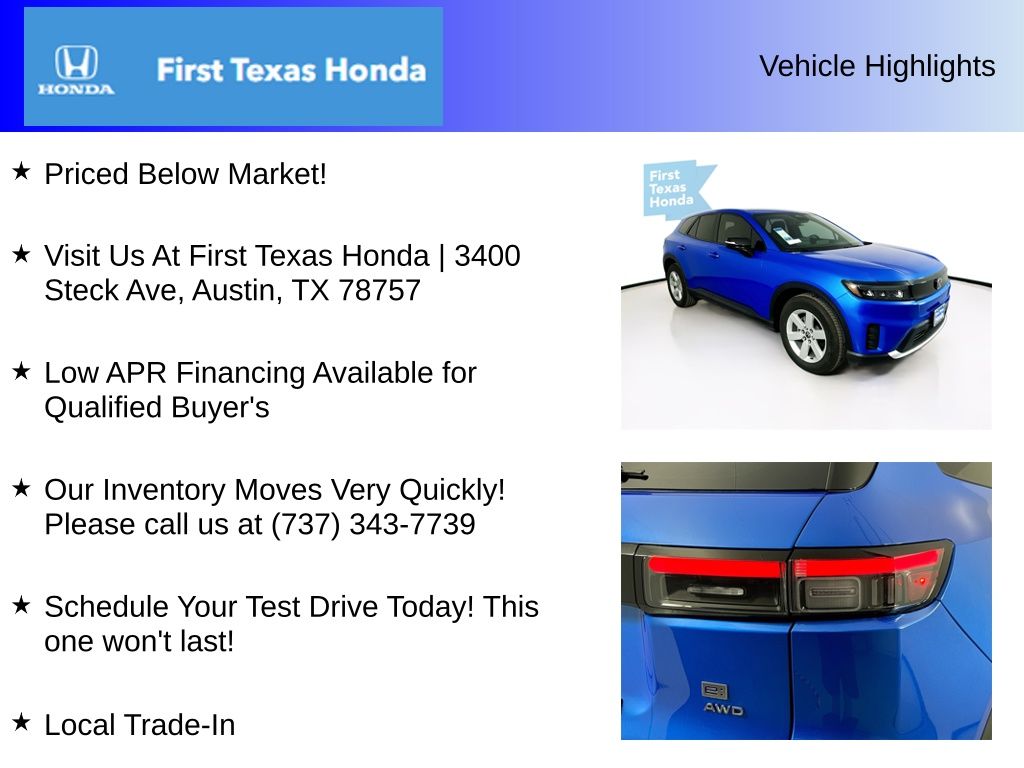 New Car 2025 Honda Prologue  Ex For Sale Under $50,000 In Austin, Texas