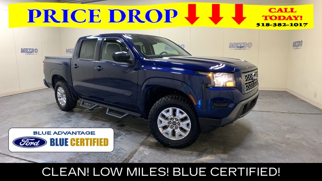 Deep Blue Pearl 2023 Nissan Frontier Pickup Truck Four-Wheel Drive 9-Speed Automatic