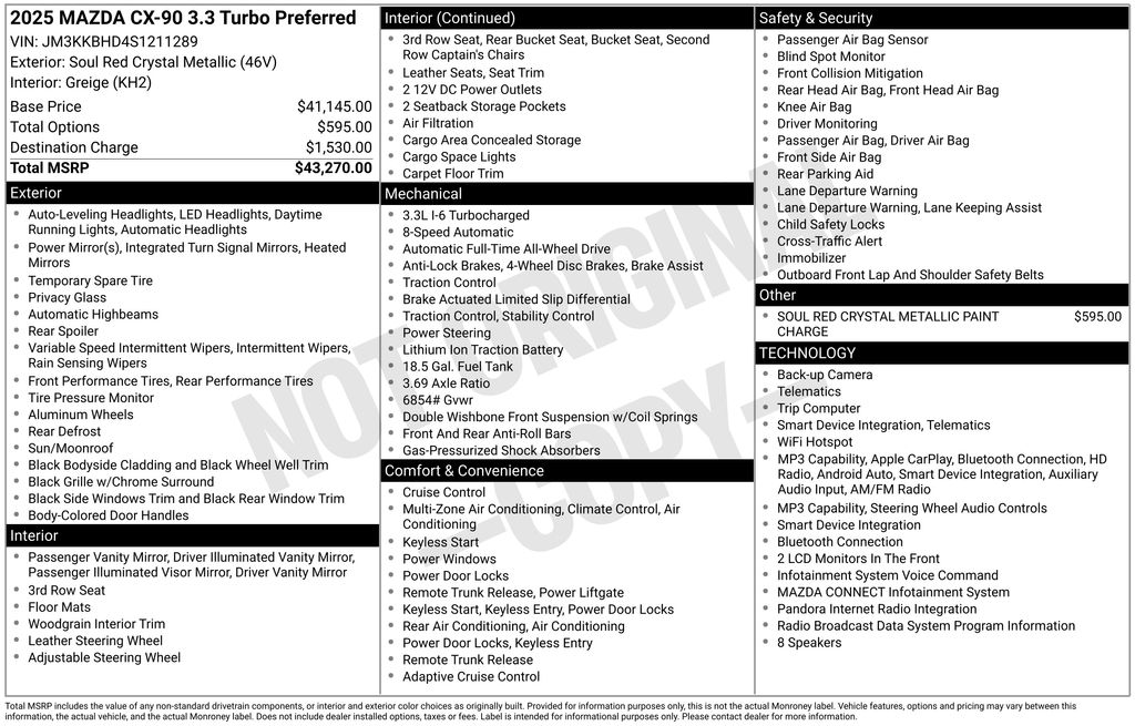 2025 Mazda CX-90 3.3 Turbo Preferred Package