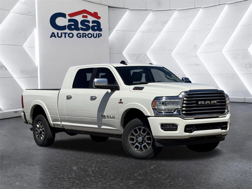 Pearl White 2022 RAM 2500 Limited Longhorn Mega Cab 4WD Pickup Truck Four-Wheel Drive 6-Speed Automatic