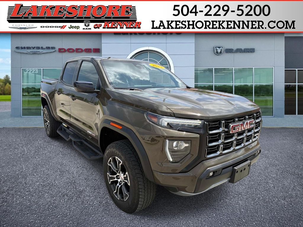 Deep Bronze Metallic 2023 GMC Canyon AT4 Crew Cab 4WD Pickup Truck Four-Wheel Drive 8-Speed Automatic