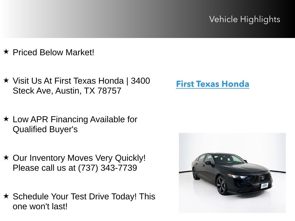 Used Car 2023 Honda Accord Hybrid  Sport For Sale Under $30,000 In Austin, Texas