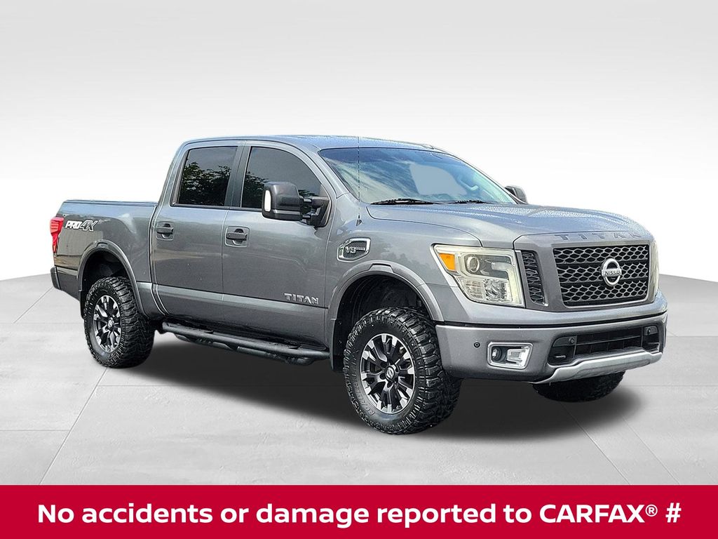 Gray (Gun Metallic) 2017 Nissan Titan Pickup Truck Four-Wheel Drive 7-Speed Automatic