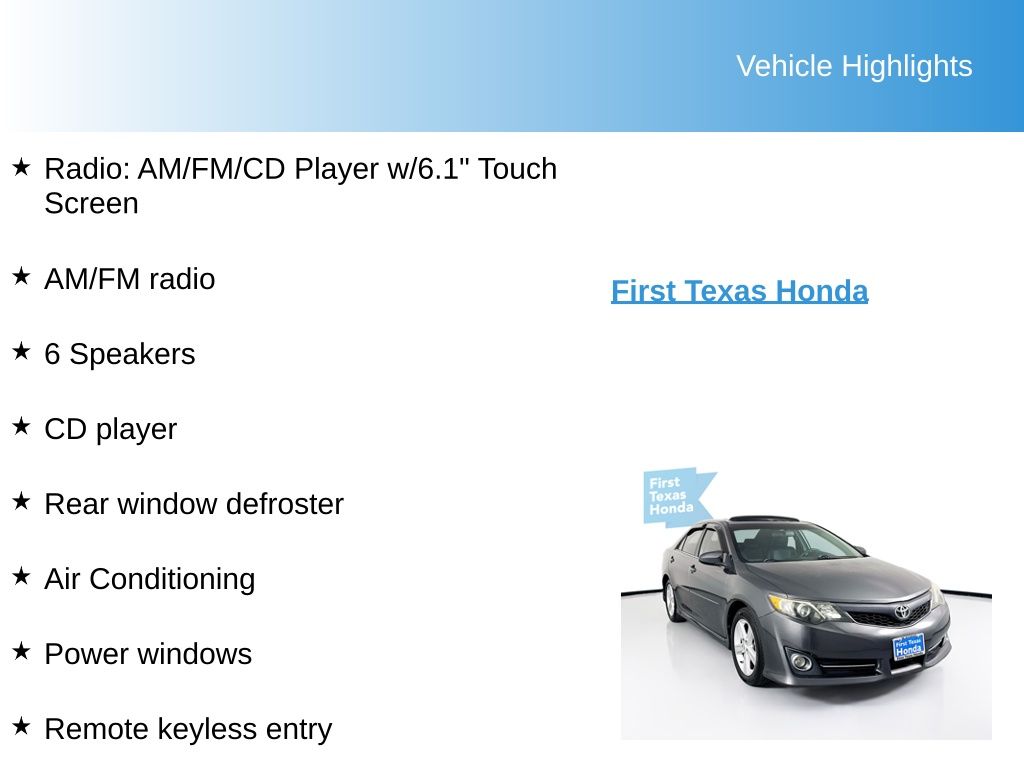 Used Car 2012 Toyota Camry  Se For Sale Under $10,000 In Austin, Texas