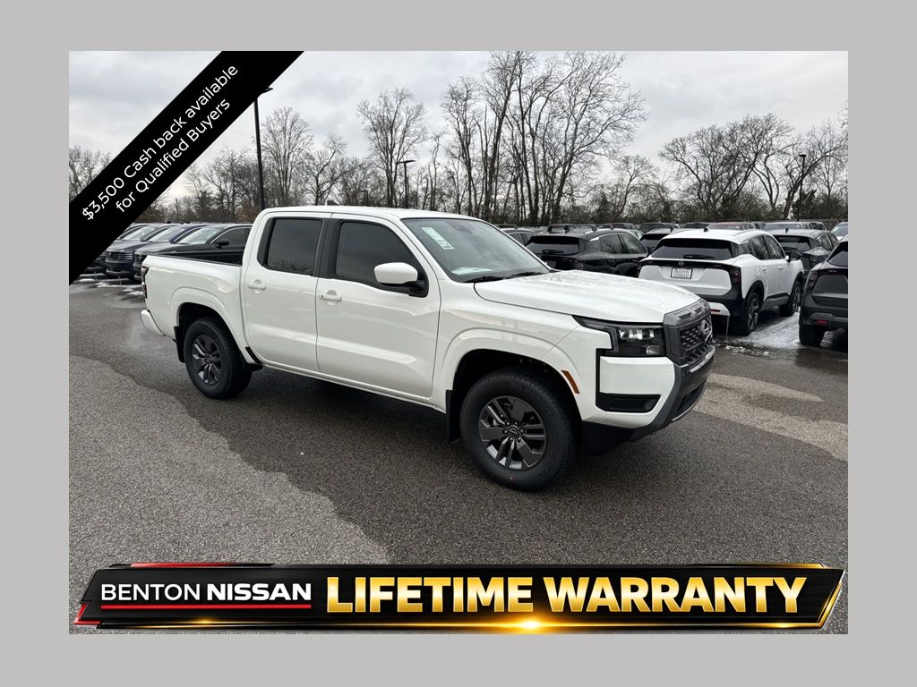 Glacier White 2026 Nissan Frontier SV Crew Cab 4WD Pickup Truck Four-Wheel Drive 9-Speed Automatic Overdrive