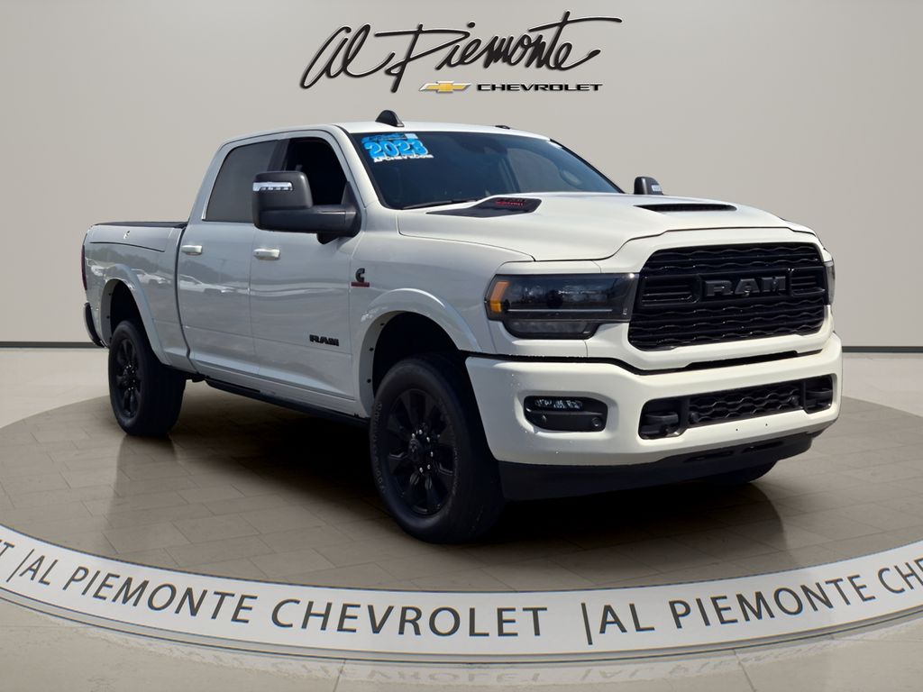 Pearl White 2023 RAM 2500 Limited Crew Cab 4WD Pickup Truck Four-Wheel Drive 6-Speed Automatic