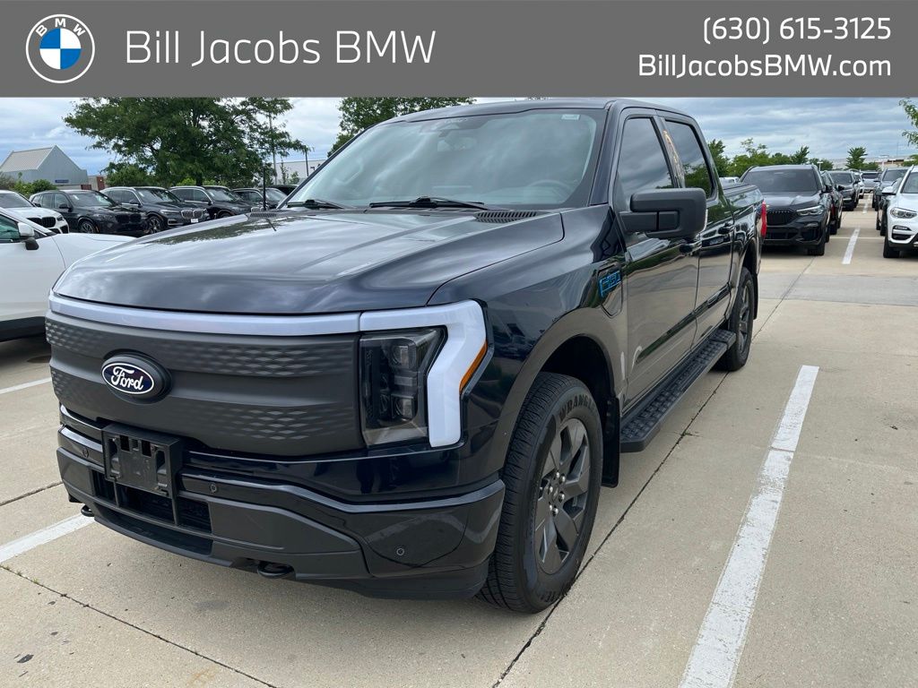 Antimatter Blue Metallic 2024 Ford F-150 Lightning Flash SuperCrew AWD Pickup Truck All-Wheel Drive Automatic