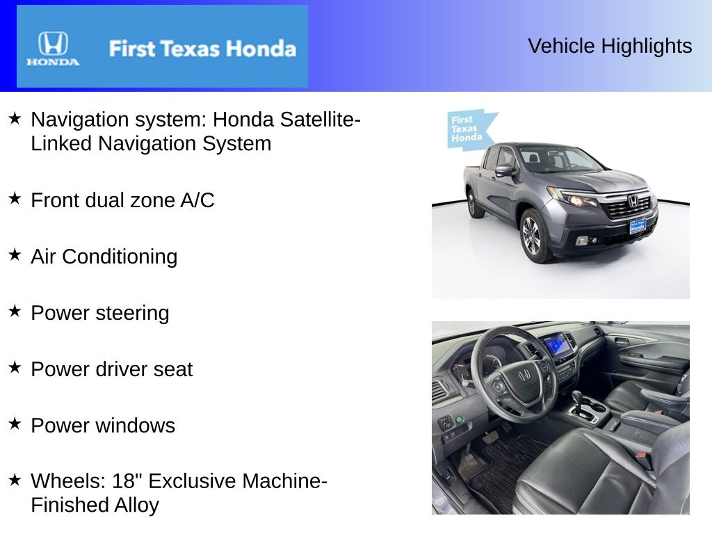 Used Car 2017 Honda Ridgeline  Rtl-t For Sale Under $20,000 In Austin, Texas