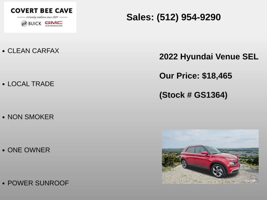 Used Car 2022 Hyundai Venue  Sel For Sale Under $20,000 In Austin, Texas