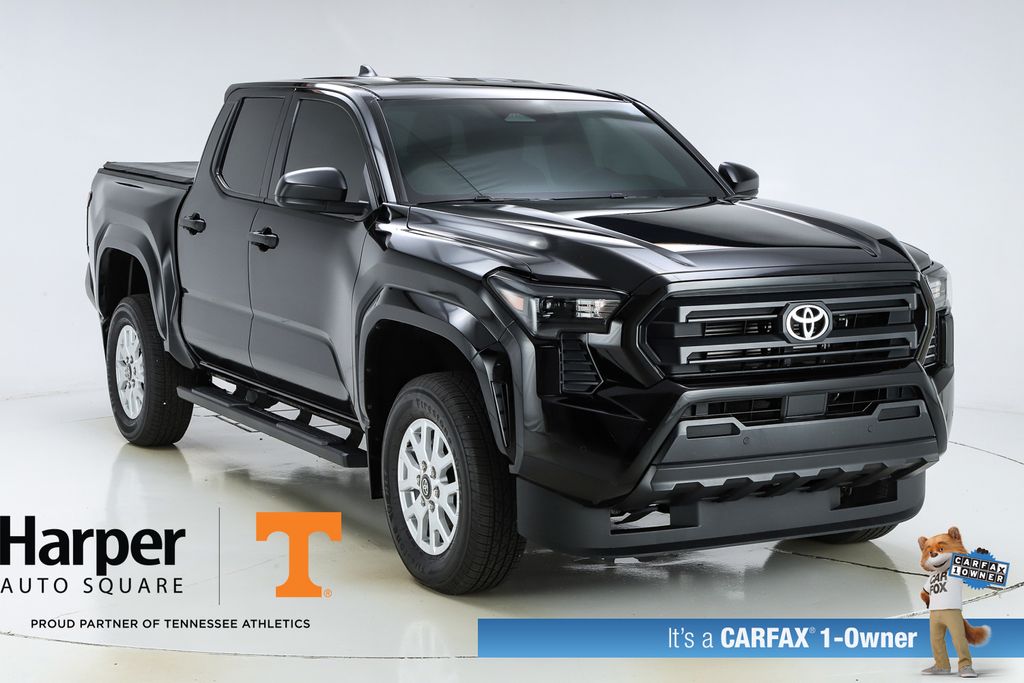 Black 2024 Toyota Tacoma SR Double Cab 4WD Pickup Truck Four-Wheel Drive 8-Speed Automatic