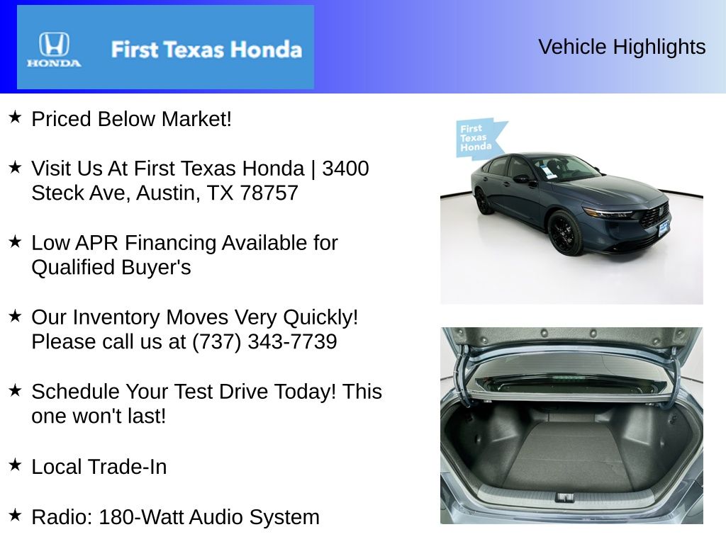 Used Car 2025 Honda Accord  Se For Sale In Austin, Texas