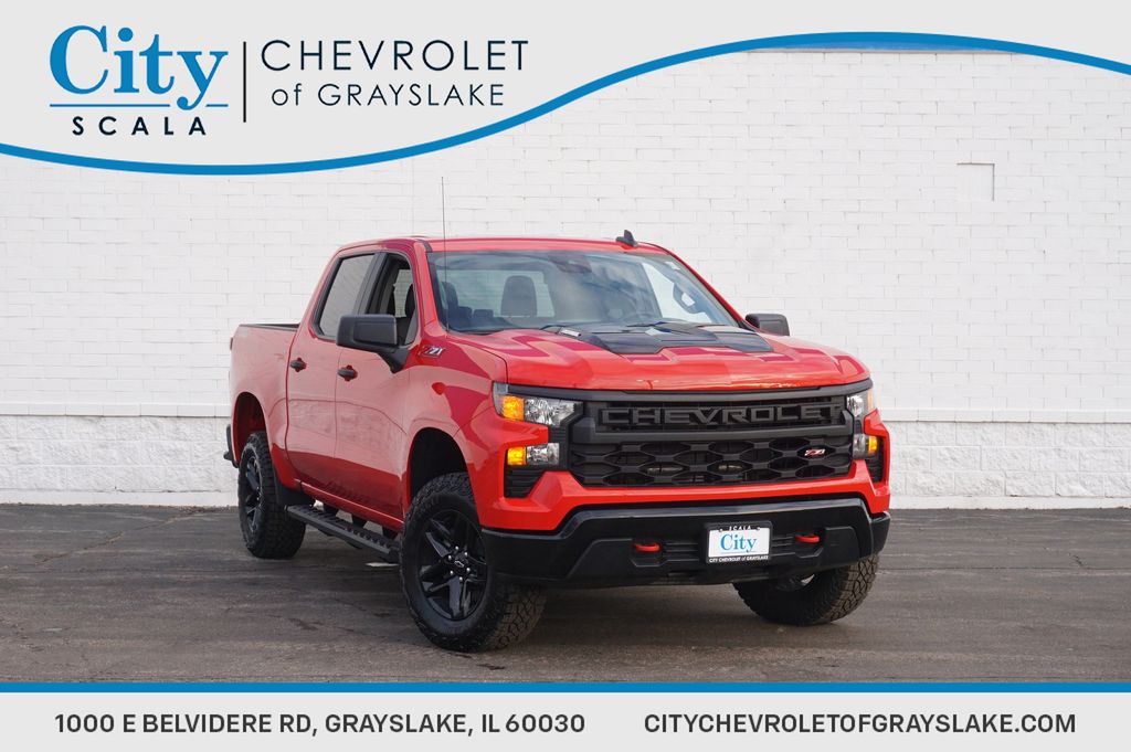 Red Hot 2026 Chevrolet Silverado 1500 Custom Trail Boss Crew Cab 4WD Pickup Truck Four-Wheel Drive 8-Speed Automatic