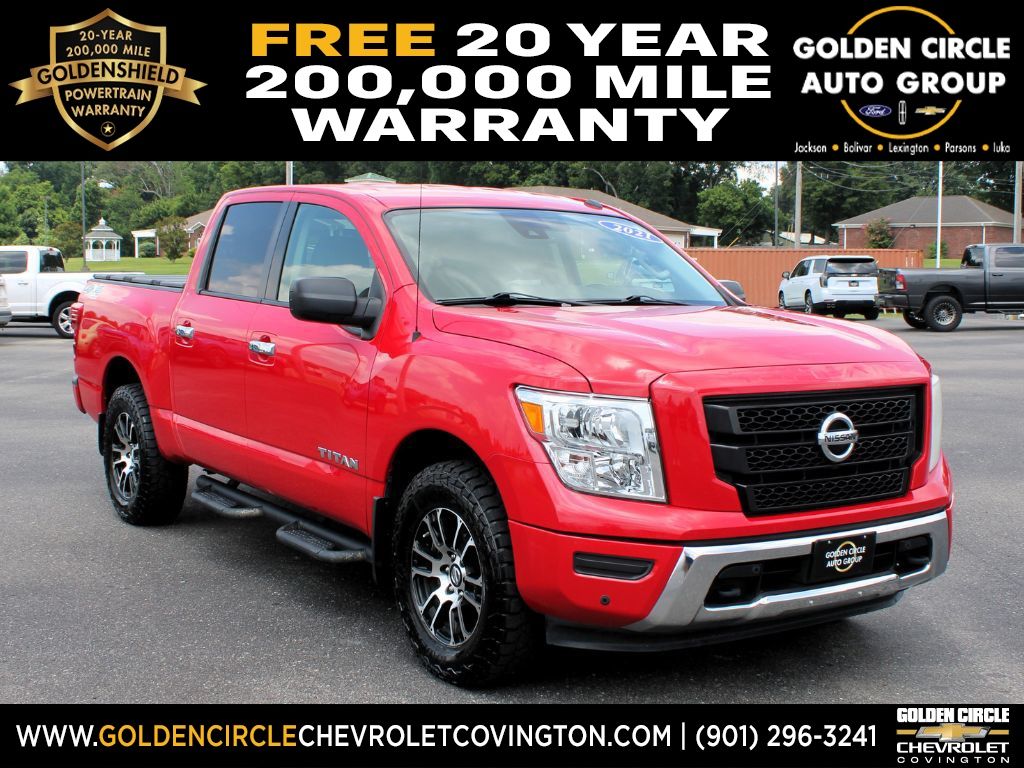 Red Alert 2021 Nissan Titan Pickup Truck Four-Wheel Drive 9-Speed Automatic