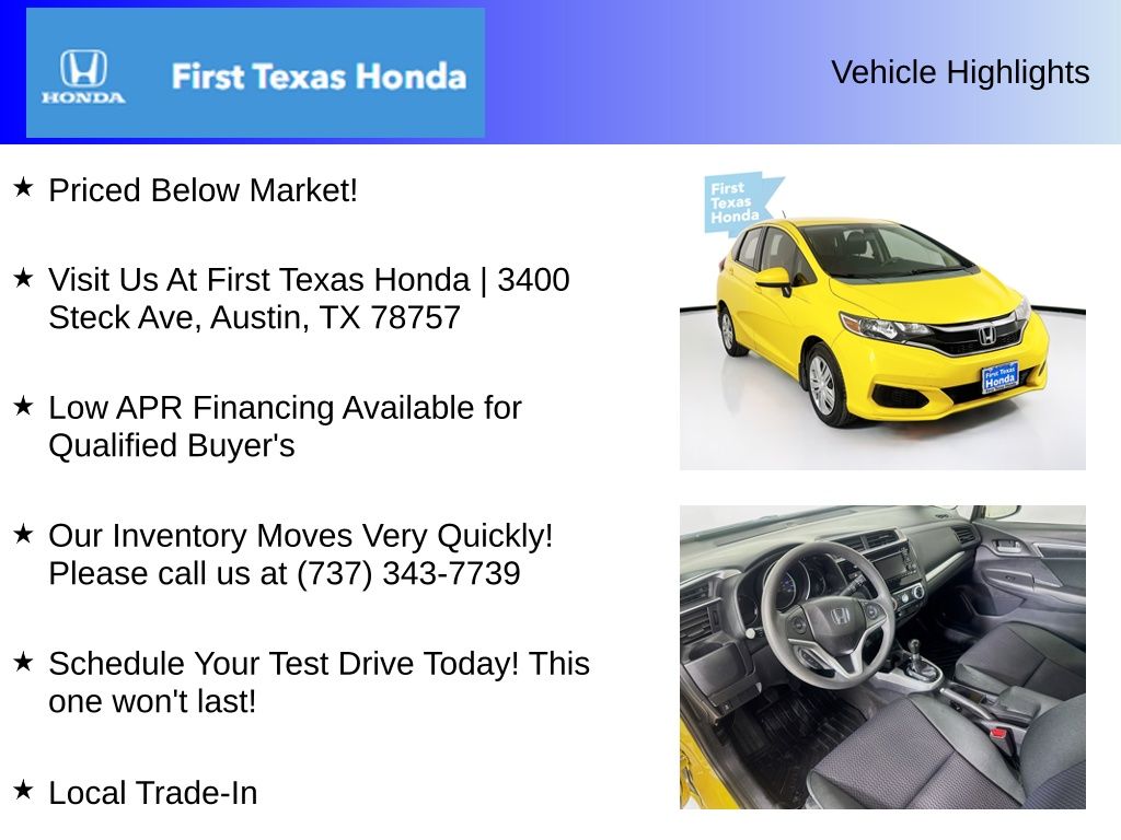 Used Car 2018 Honda Fit  Lx For Sale Under $15,000 In Austin, Texas
