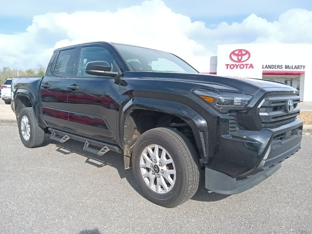 Black 2024 Toyota Tacoma SR Double Cab 4WD Pickup Truck Four-Wheel Drive 8-Speed Automatic
