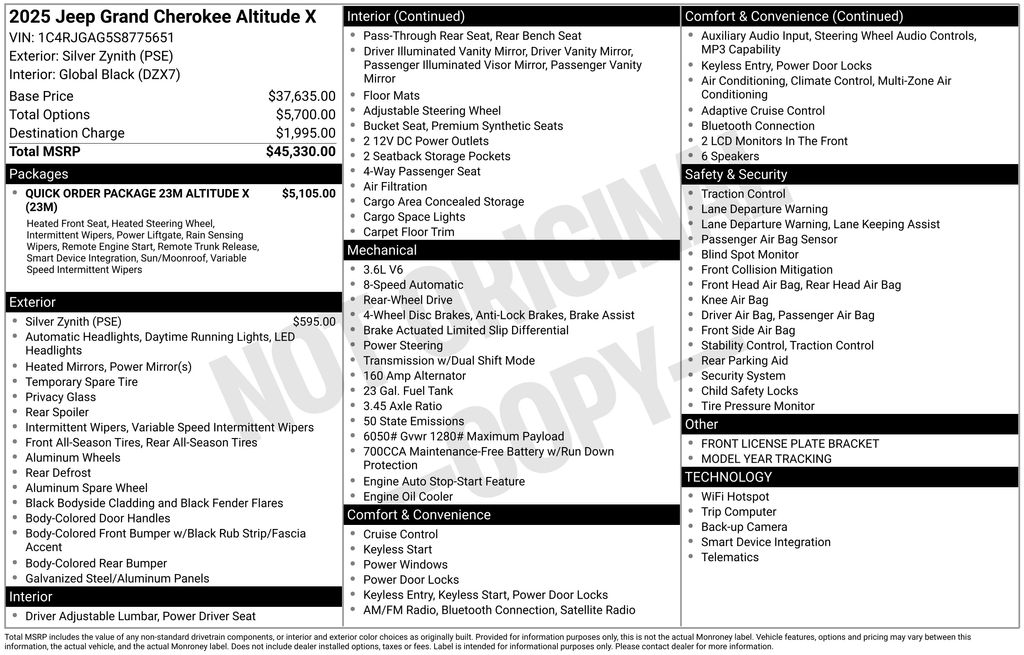 New Car 2025 Jeep Grand Cherokee  For Sale Under $40,000 In Austin, Texas