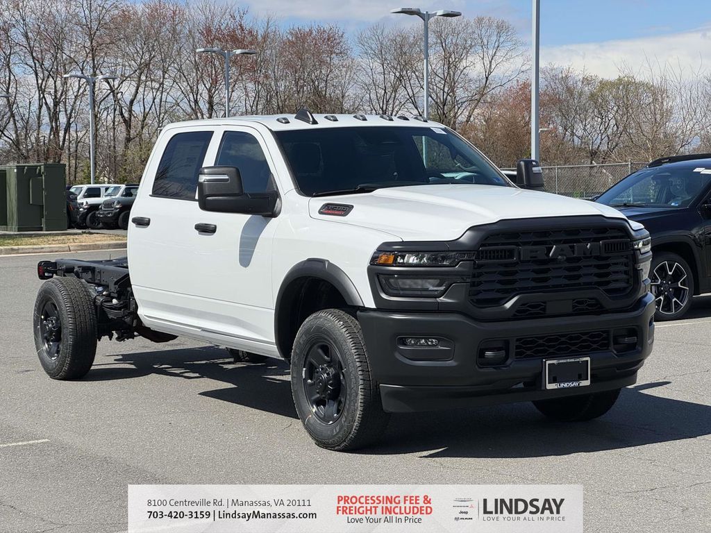 Bright White Clearcoat 2026 RAM 3500 Chassis Tradesman Crew Cab LB 4WD Pickup Truck Four-Wheel Drive 8-Speed Automatic