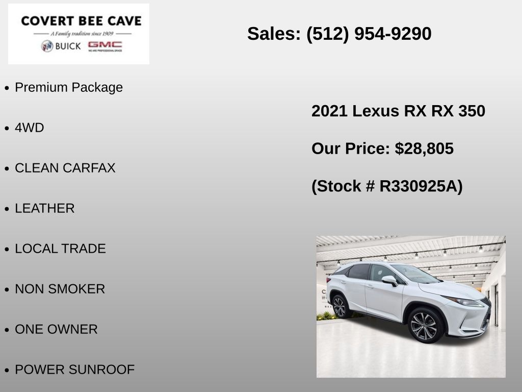 Used Car 2021 Lexus Rx  350 For Sale Under $30,000 In Austin, Texas