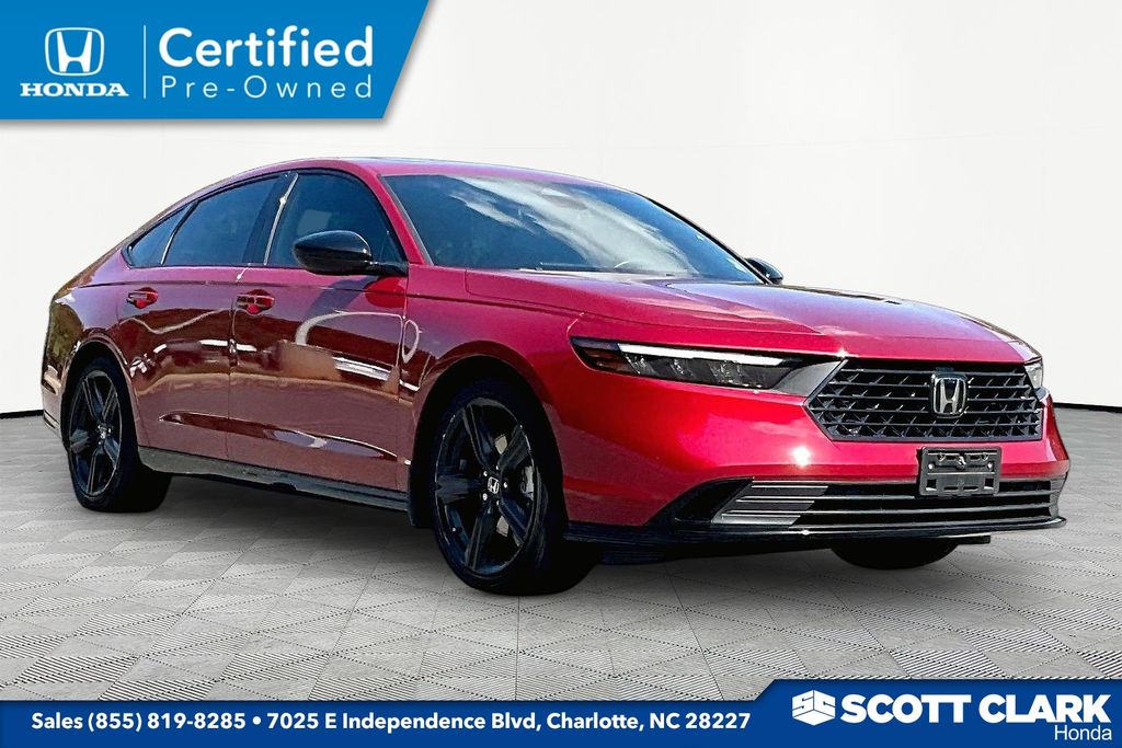Radiant Red Metallic 2024 Honda Accord Hybrid Sedan Front-Wheel Drive Continuously Variable Transmission