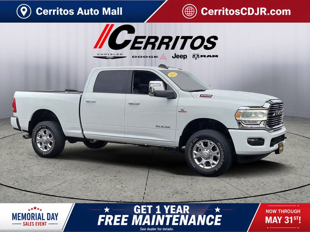 Bright White Clearcoat 2024 RAM 2500 Laramie Crew Cab 4WD Pickup Truck Four-Wheel Drive 6-Speed Automatic