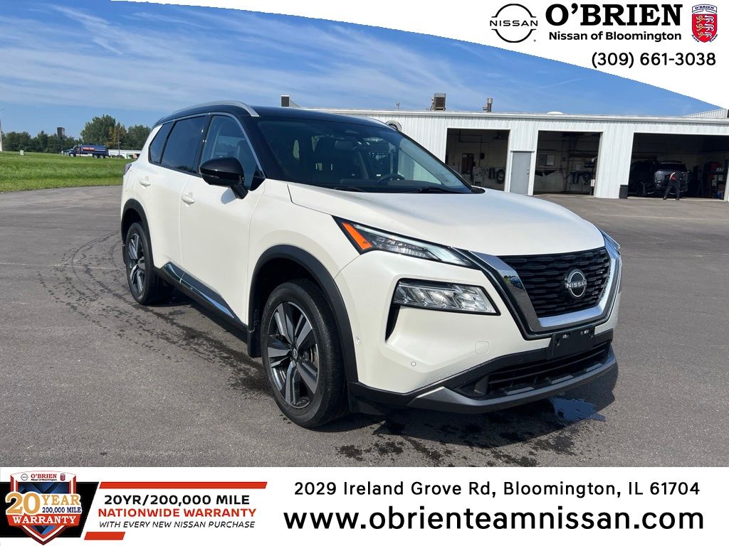 Pearl White 2023 Nissan Rogue SUV / Crossover All-Wheel Drive Continuously Variable Transmission