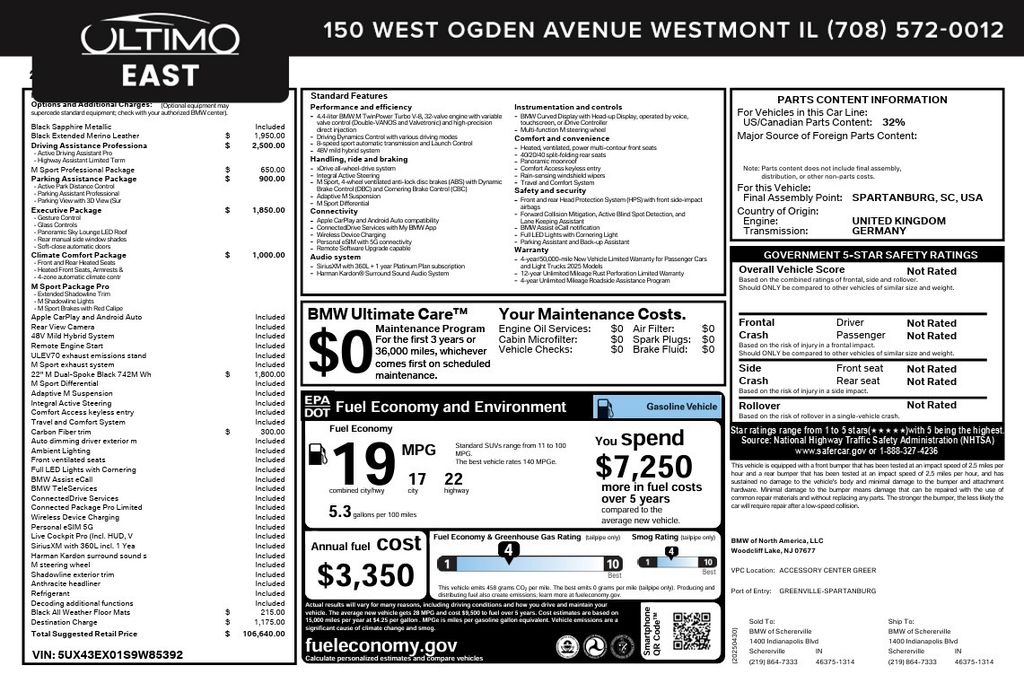 Black Sapphire Metallic 2025 BMW X6 M60i xDrive AWD SUV / Crossover All-Wheel Drive 8-Speed Automatic