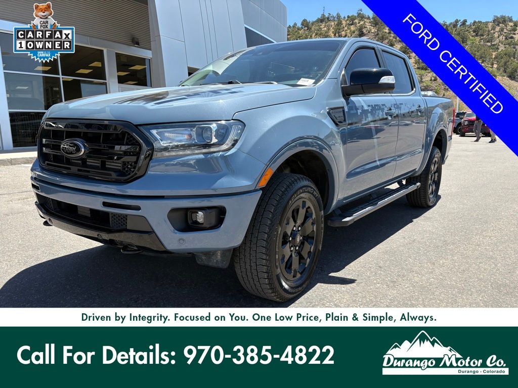 Blue (Azure Gray Metallic) 2023 Ford Ranger Lariat SuperCrew 4WD Pickup Truck Four-Wheel Drive Automatic