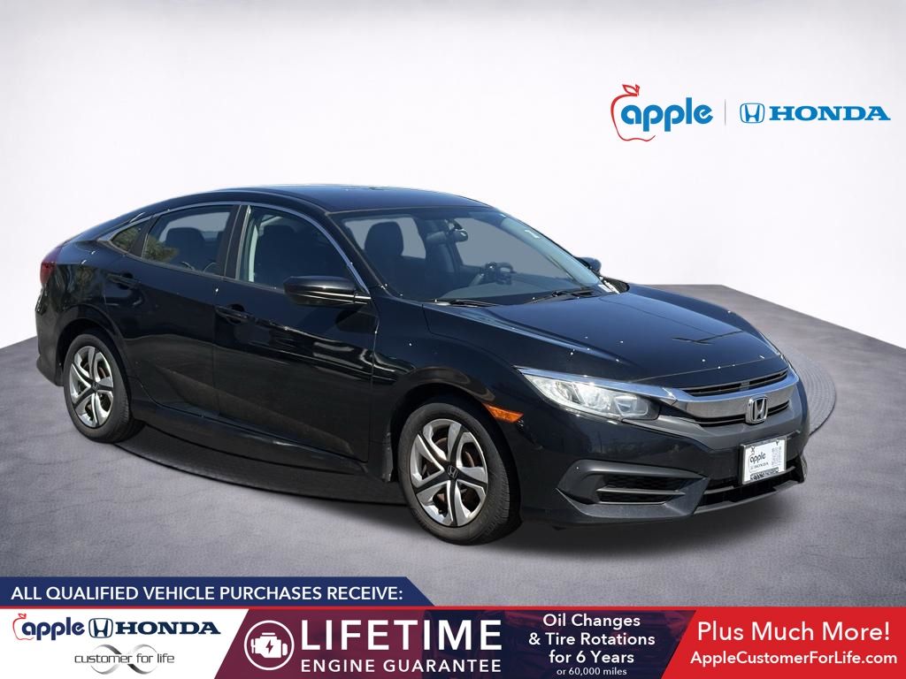Black 2016 Honda Civic LX Sedan Front-Wheel Drive Continuously Variable Transmission