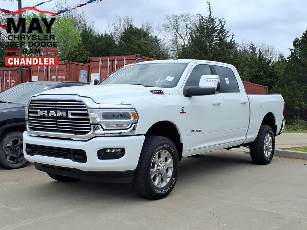 Bright White Clearcoat 2024 RAM 2500 Laramie Crew Cab 4WD Pickup Truck Four-Wheel Drive 6-Speed Automatic